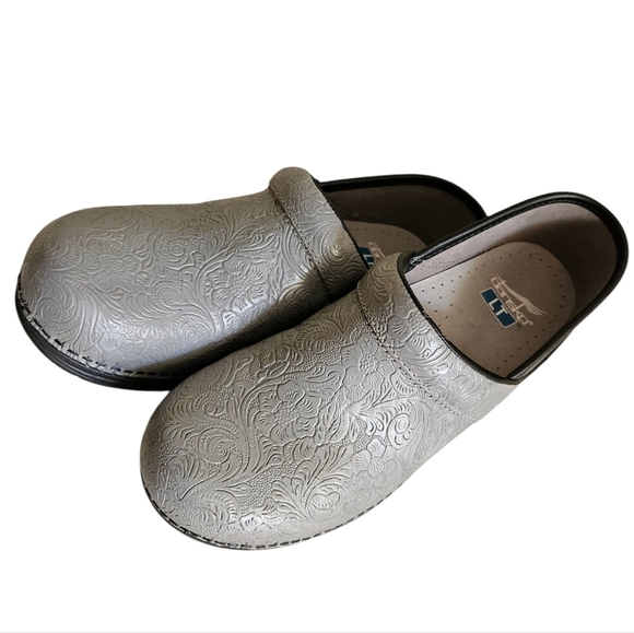 Dansko Shoes Womens 38 LT Pro Wedge Casual Clogs Gray Leather Comfort Slip On - Picture 7 of 8